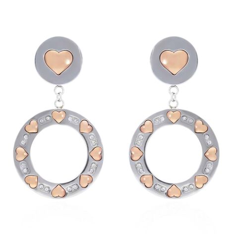 Orecchini pendenti Endless Acciaio Cuore e Cristalli - Orecchini Pendenti Donna | Stroili