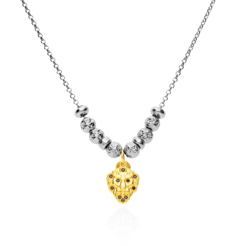 Charm leone in argento dorato con zirconi