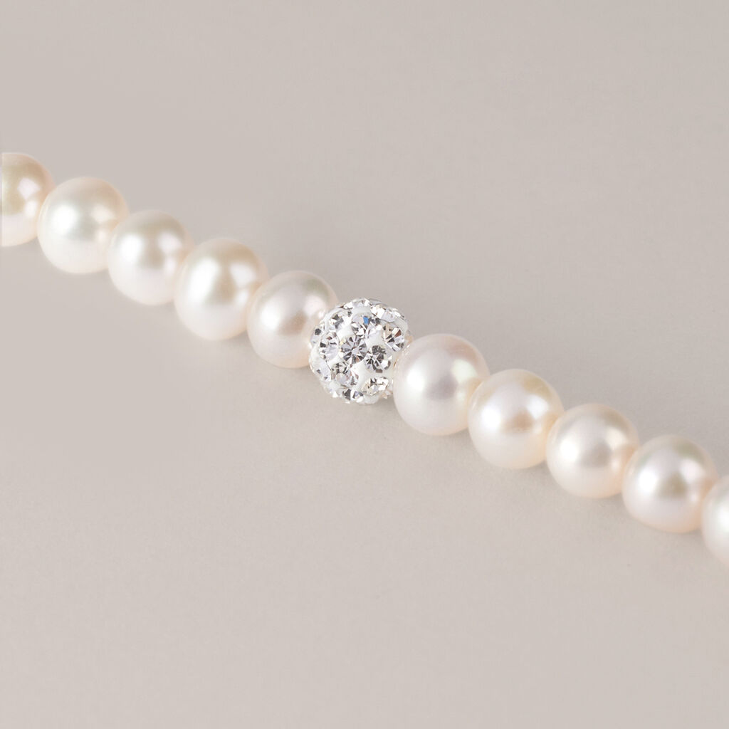 Bracciale Gabrielle Oro Bianco Perla D'Acqua Dolce Cristallo