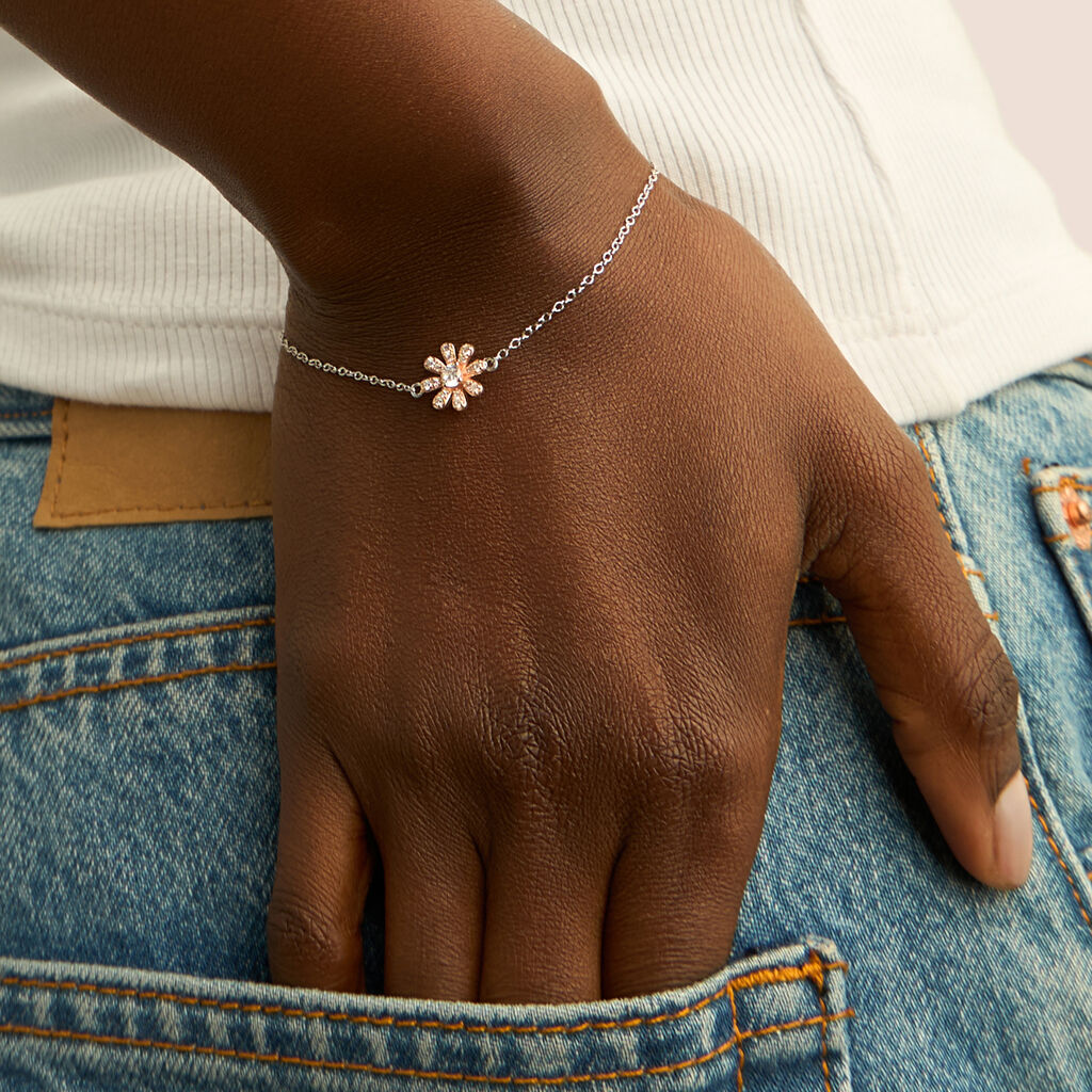 Bracciale Silver Moments Argento Bicolore Bianco / Rosa Cubic Zirconia - Bracciali Amicizia Donna | Stroili