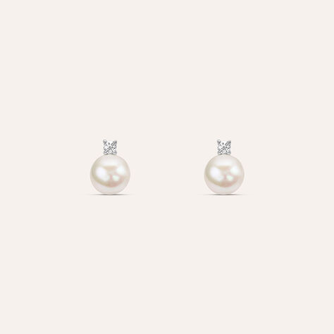 Orecchini Lobo Silver Pearls Argento Rodiato Perla sintentica Cubic Zirconia - Orecchini a Lobo Donna | Stroili