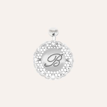 Charm in argento rodiato e glitter