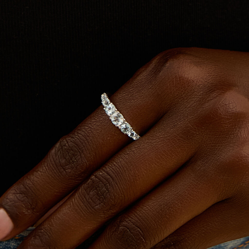 Anello Riviere Amélie Oro Bianco Topazio