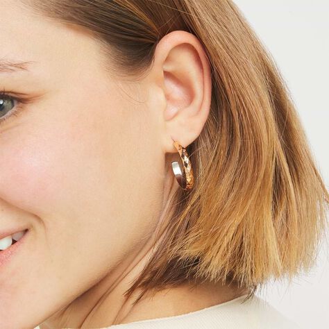 Orecchini a cerchio Lady Code Acciaio Bicolore Diamantato - Orecchini a Cerchio Donna | Stroili