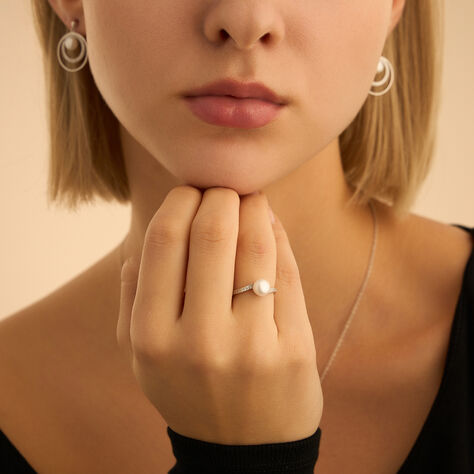 Anello Fantasia Silver Pearls Argento Rodiato Perla sintentica Cubic Zirconia - Anelli con Pietre Donna | Stroili