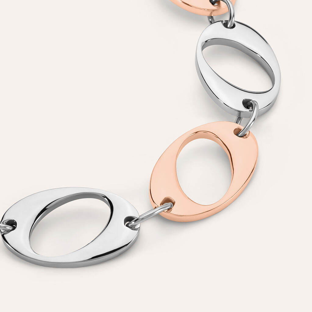 Bracciale Catena Sunrise Acciaio Bicolore Bianco / Rosa