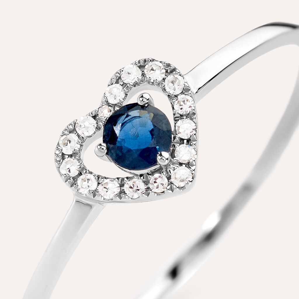 Anello Charlotte Oro Bianco Zaffiro E Diamante