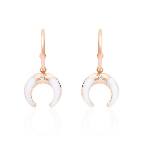 Orecchini lunula a cerchio in acciaio rosato e strass - Orecchini a Lobo Donna | Stroili