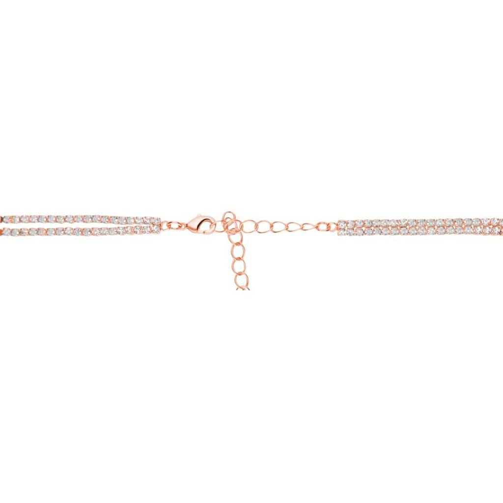 Collana in metallo rosato con multifili con strass - Collane Donna | Stroili