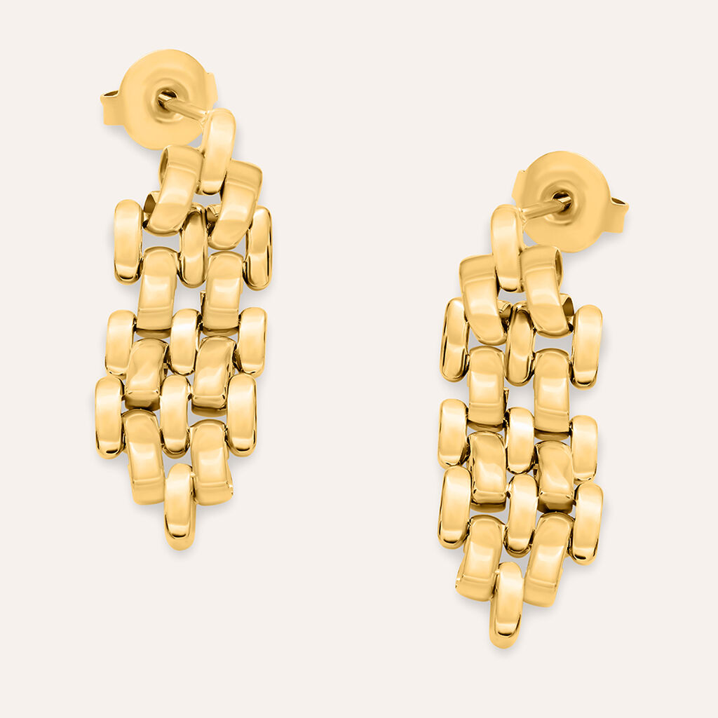 Orecchini Pendenti Panther Chain Radiance Acciaio Dorato