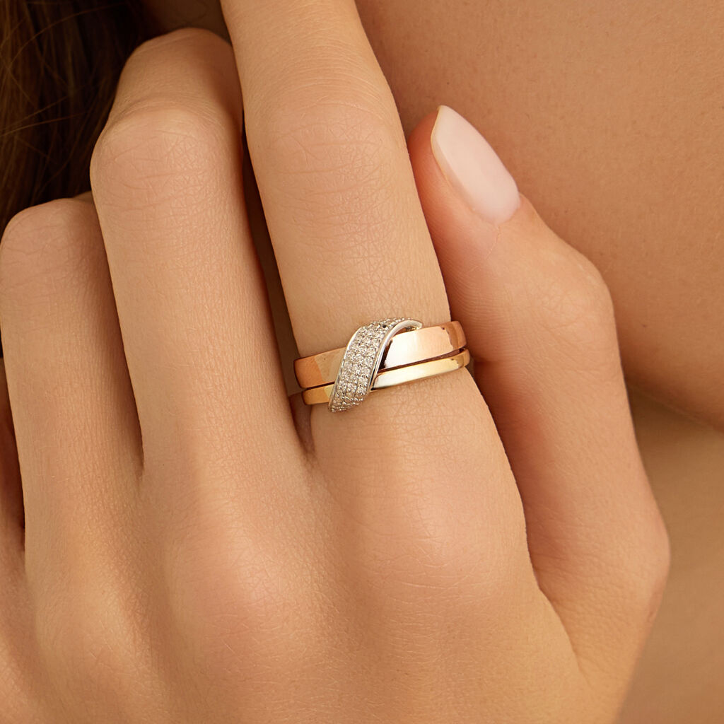 Anello Fascia Sophia Oro Tricolore Diamante