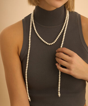 Collana Cravattino Silver Pearls Argento Rodiato Perla sintetica