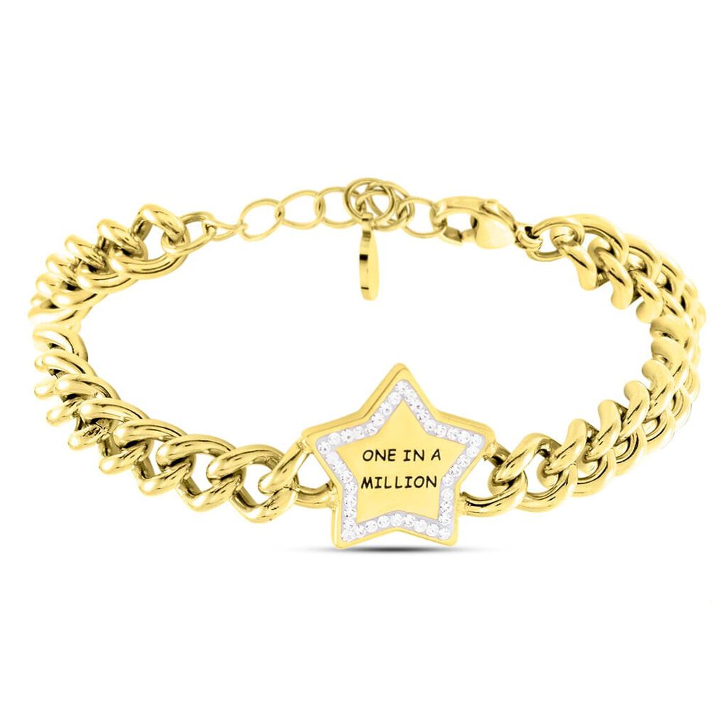 Bracciale Lady Message Acciaio Dorato Love e Cristalli
