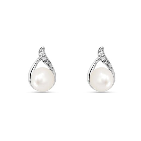 Orecchini Lobo Gabrielle Precious Oro Bianco Perla D'Acqua Dolce Diamante - Orecchini a Lobo Donna | Stroili