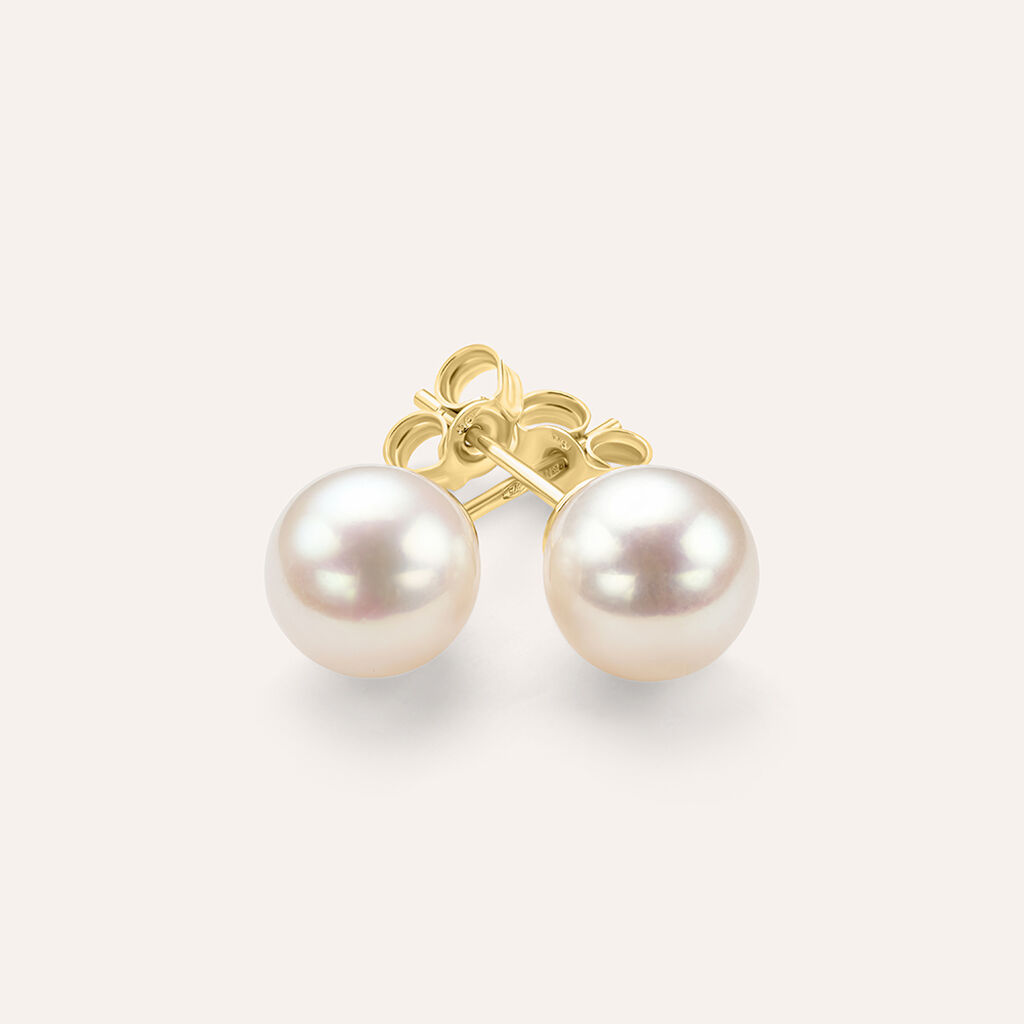 Orecchini Lobo Gabrielle Oro Giallo Perla D'Acqua Dolce