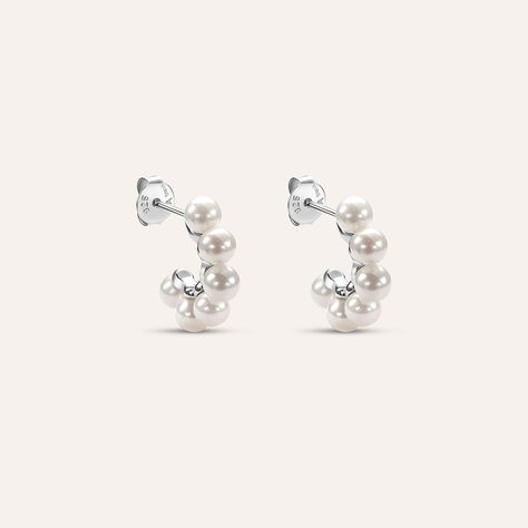 Orecchini A Cerchio Silver Pearls Argento Bianco Perla sintetica - Orecchini a Cerchio Donna | Stroili