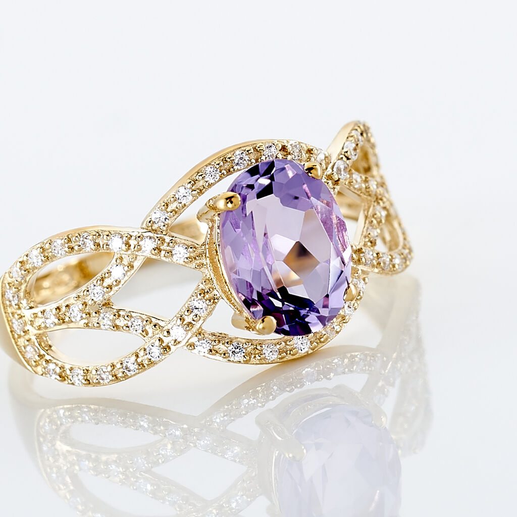 Anello Amélie Oro Giallo Ametista Cubic Zirconia - Anelli con Pietre Donna | Stroili