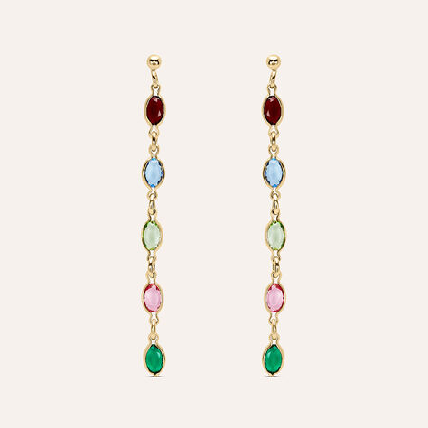 Orecchini Pendenti In Oro Giallo 9kt Con Zirconi Cubici Svizzeri 100 Tagli – Gioielli Certificati Ivy Gems