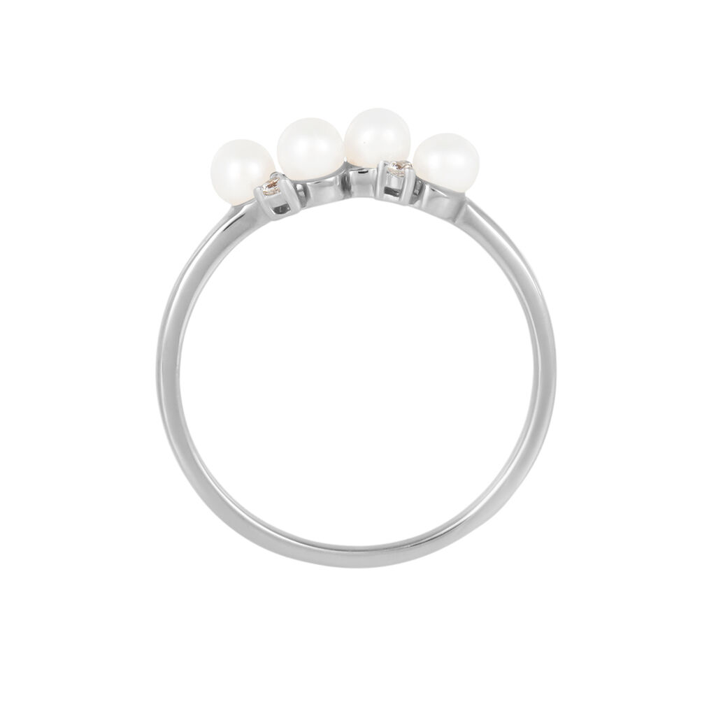 Anello Fantasia Gabrielle Oro Bianco Perla D'Acqua Dolce Cubic Zirconia - Anelli con Pietre Donna | Stroili