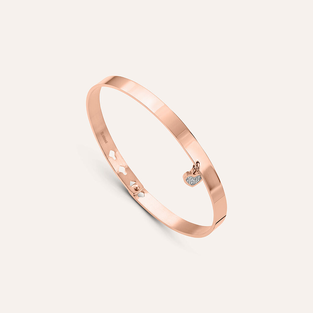 Bangle Lady Message Acciaio Rosa Cristallo - Bracciali Rigidi Donna | Stroili