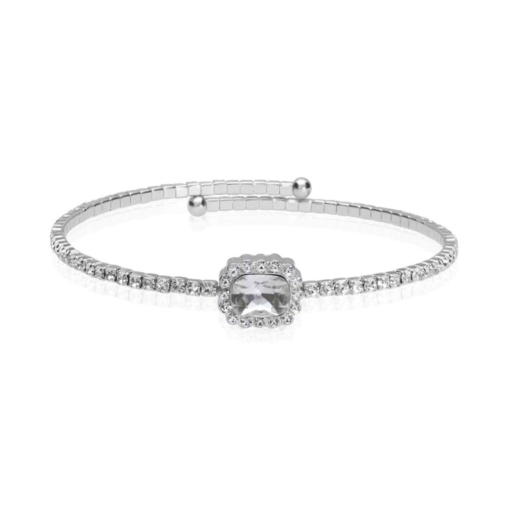 Bangle in metallo e strass con gemma silver