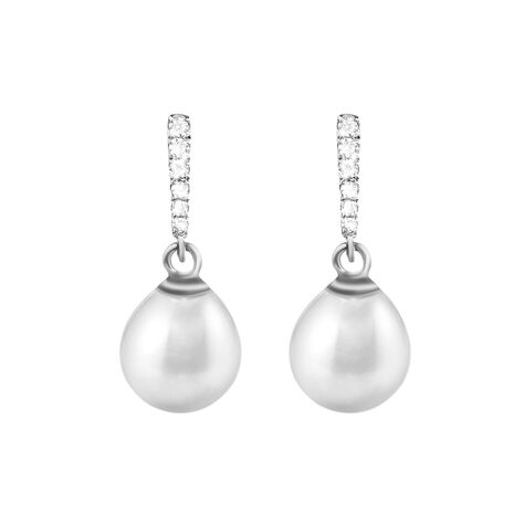 Orecchini Pendenti Silver Pearls Argento Rodiato Perla sintentica Cubic Zirconia - Orecchini Pendenti Donna | Stroili