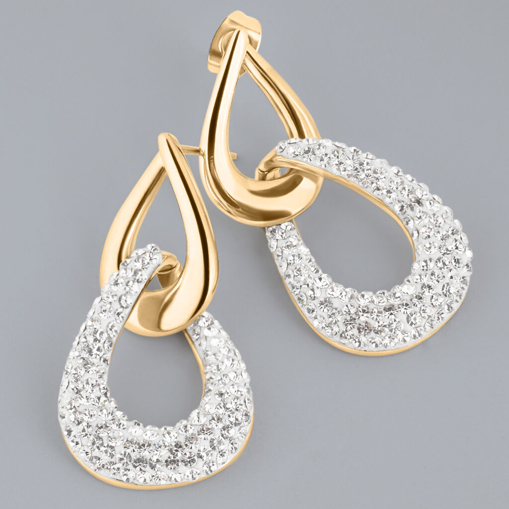 Orecchini Pendenti Aura Acciaio Rosa Cristallo