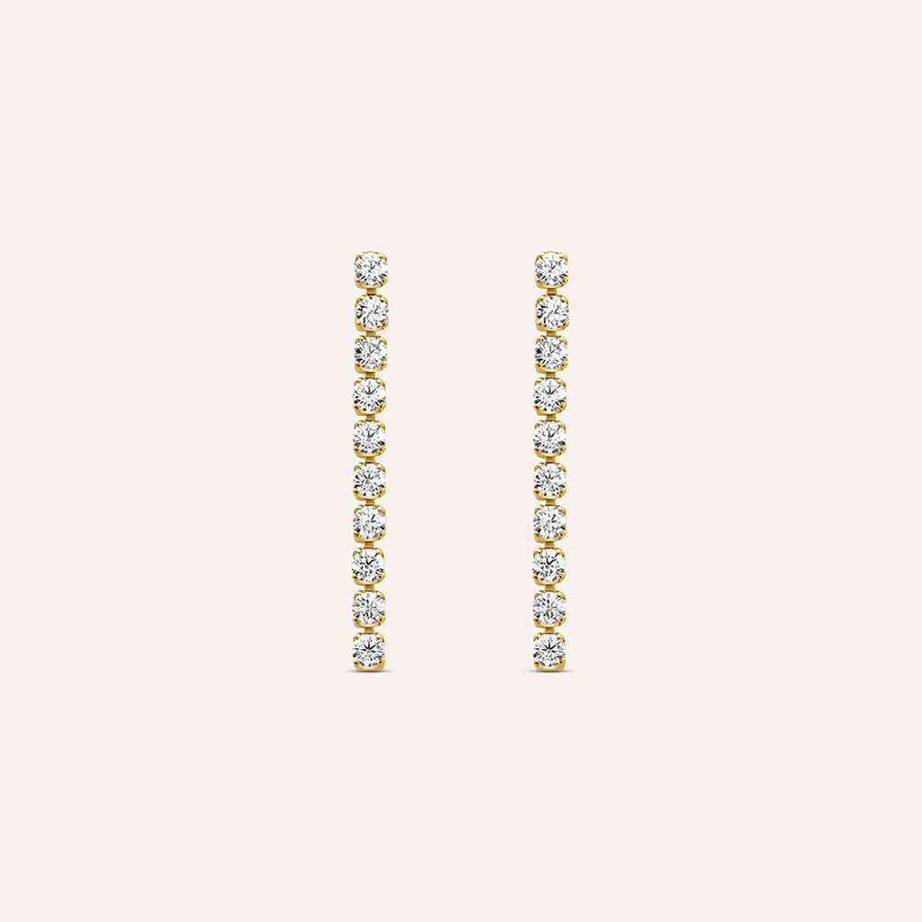 Orecchini Pendenti Tennis Claire Oro Giallo Cubic Zirconia - Orecchini Pendenti Donna | Stroili