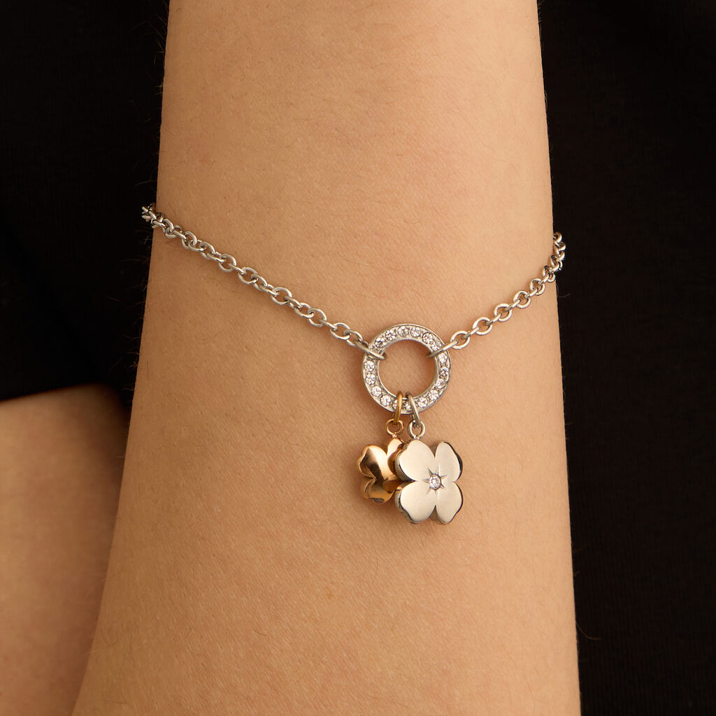 Bracciale Lady Chic Acciaio Bicolore Bianco / Rosa Cristallo - Bracciali Donna | Stroili