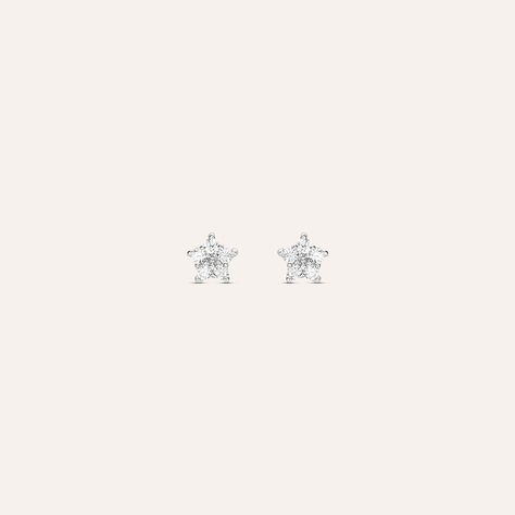 Orecchini 10Mm Zirconia Bianca Oro Bianco 750 18 Carati Placcato Argento O1965
