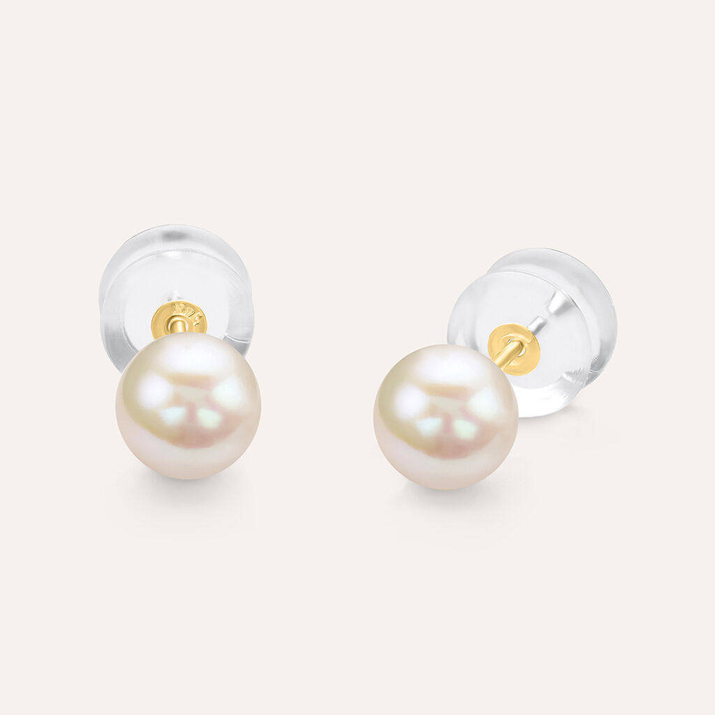 Orecchini Lobo Bon Ton Oro Giallo Perla D'Acqua Dolce