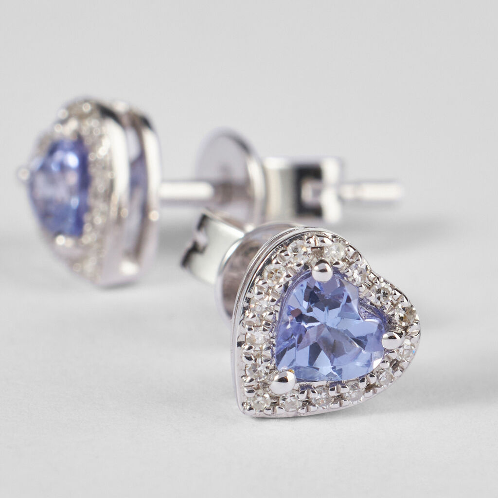 Orecchini Lobo Jasmine Oro Bianco Tanzanite Diamante - Orecchini a Lobo Donna | Stroili