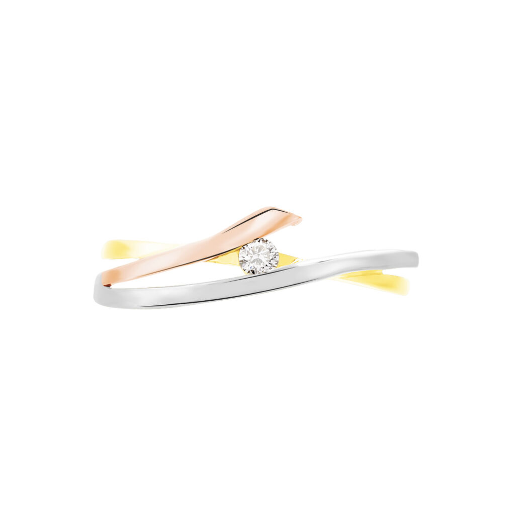 Anello Solitario Grace Oro Tricolore Diamante - Anelli con Pietre Donna | Stroili