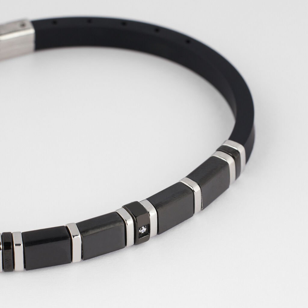 Bracciale Man Code Acciaio Bicolore Bianco / Nero Cubic Zirconia - Bracciali Uomo | Stroili
