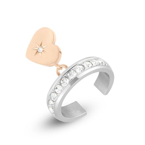 Anello Fantasia Lady Chic Acciaio Bicolore Bianco / Rosa Cristallo - Anelli con Ciondoli Donna | Stroili