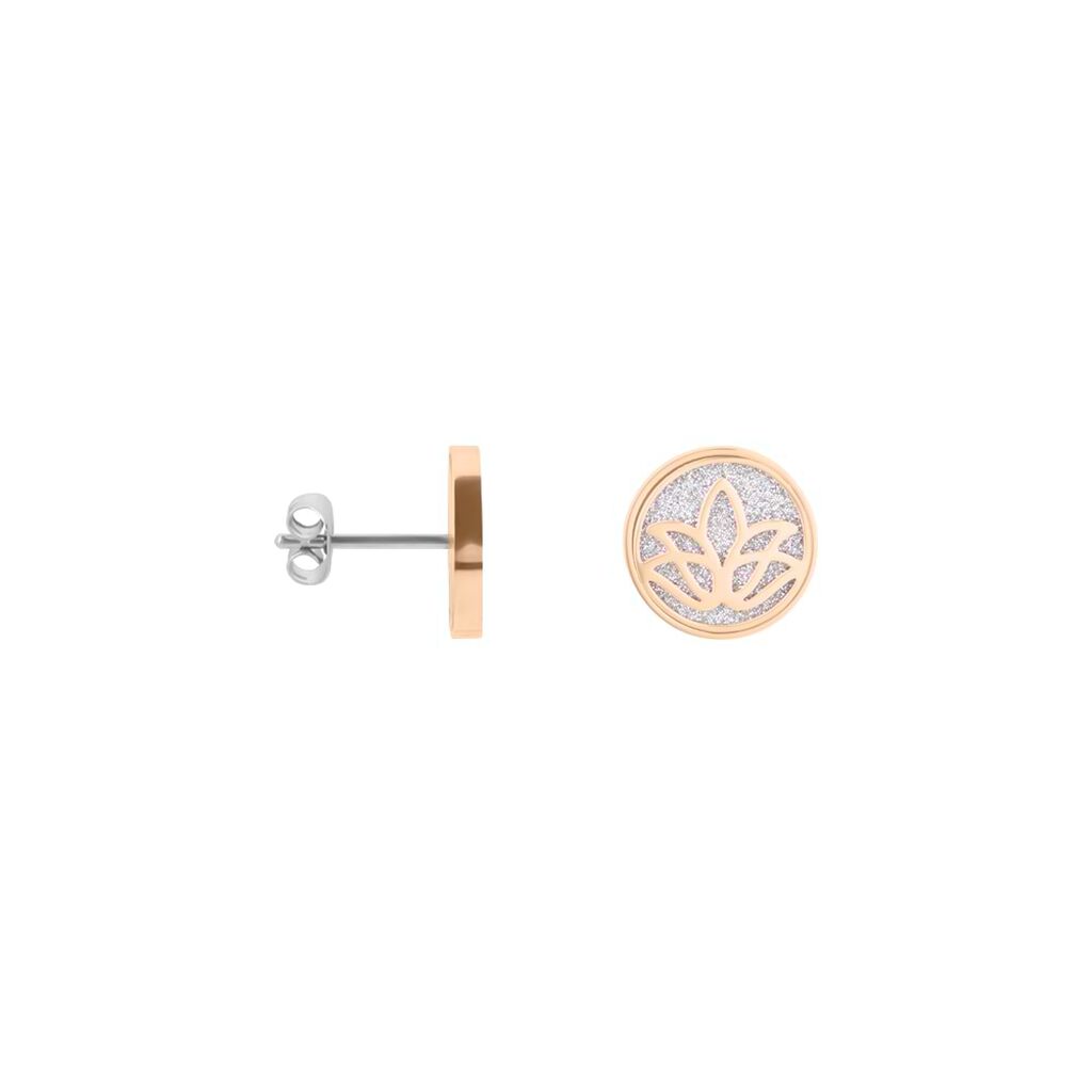 Orecchini a lobo Lady Shine Acciaio Rosato Fiore di loto