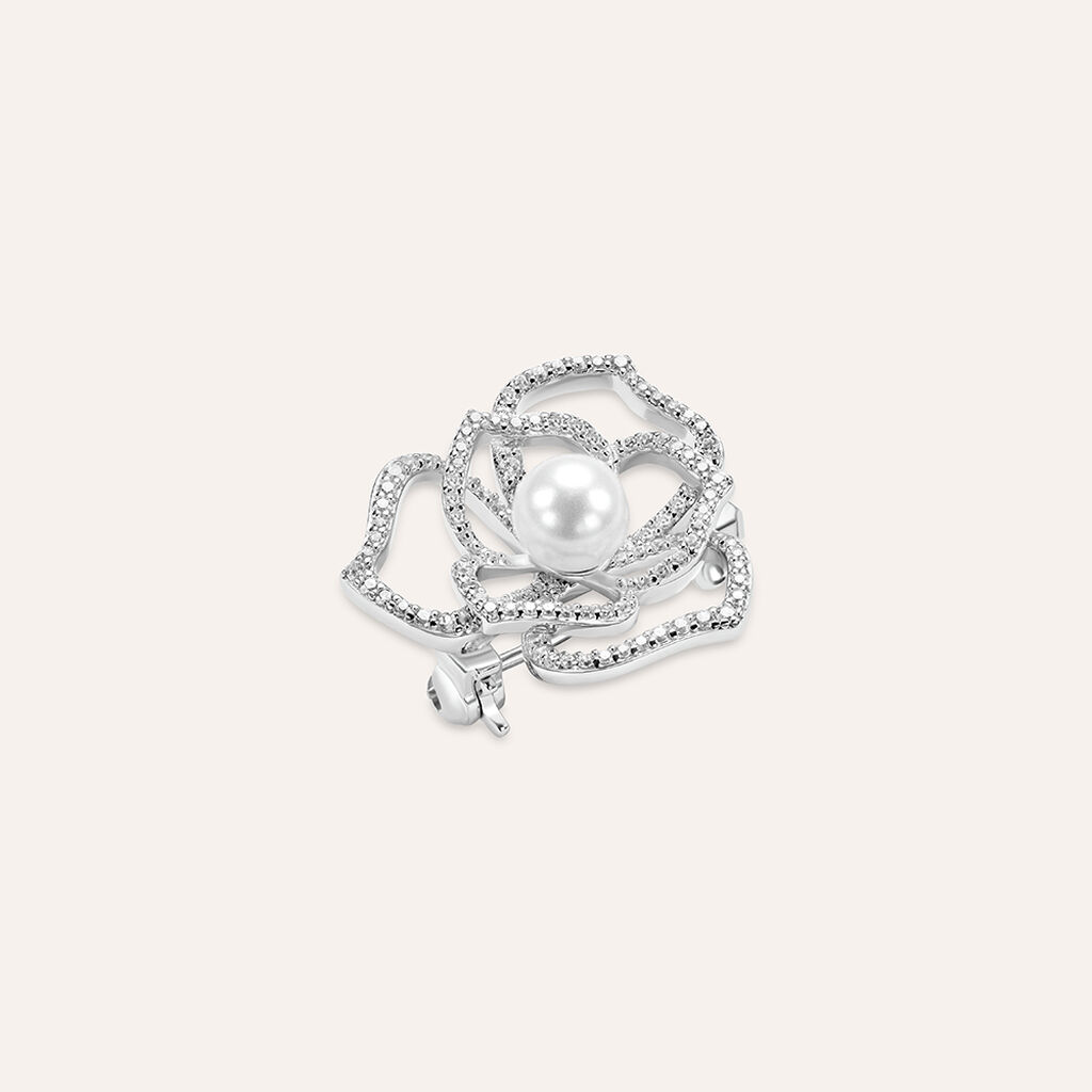 Spilla Silver Pearls Argento Rodiato Perla sintetica