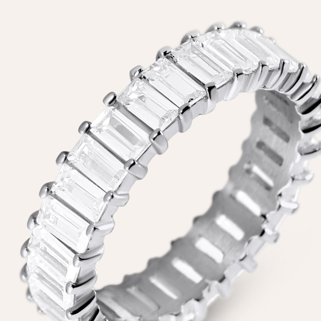 Anello Eternity Aura Acciaio Cubic Zirconia