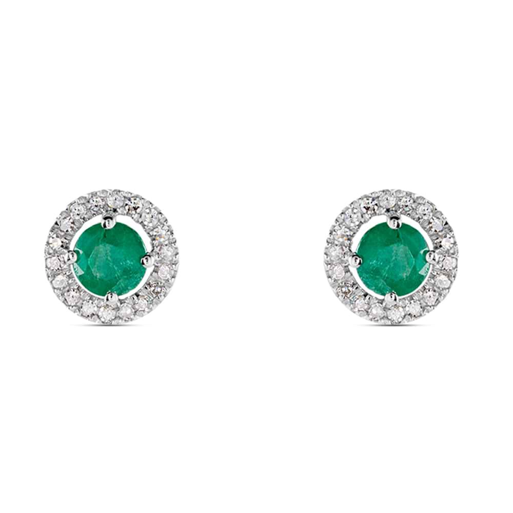 Orecchini Lobo Punto Luce Charlotte Oro Bianco Smeraldo Diamante 1409956 Stroili