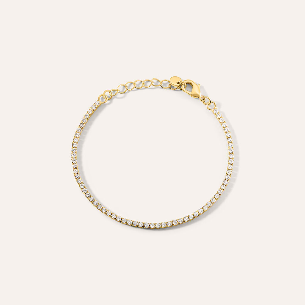 Bracciale Tennis Romantic Shine Metallo Dorato Cristallo - Bracciali Tennis Donna | Stroili