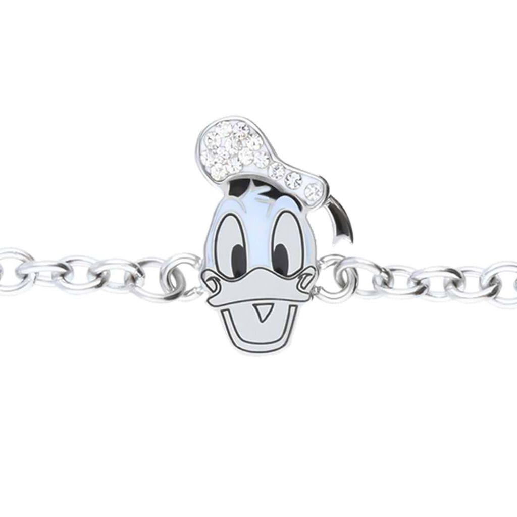 Bracciale in acciaio con Paperino e strass