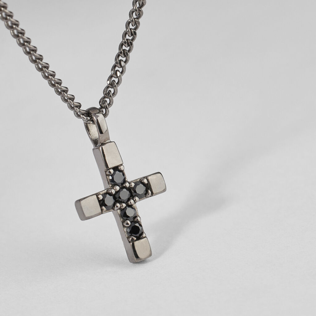 Collana Gentleman Argento Nero Cubic Zirconia - Collane Uomo | Stroili