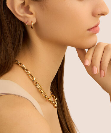 Orecchini A Cerchio Toujours Oro Giallo Cubic Zirconia