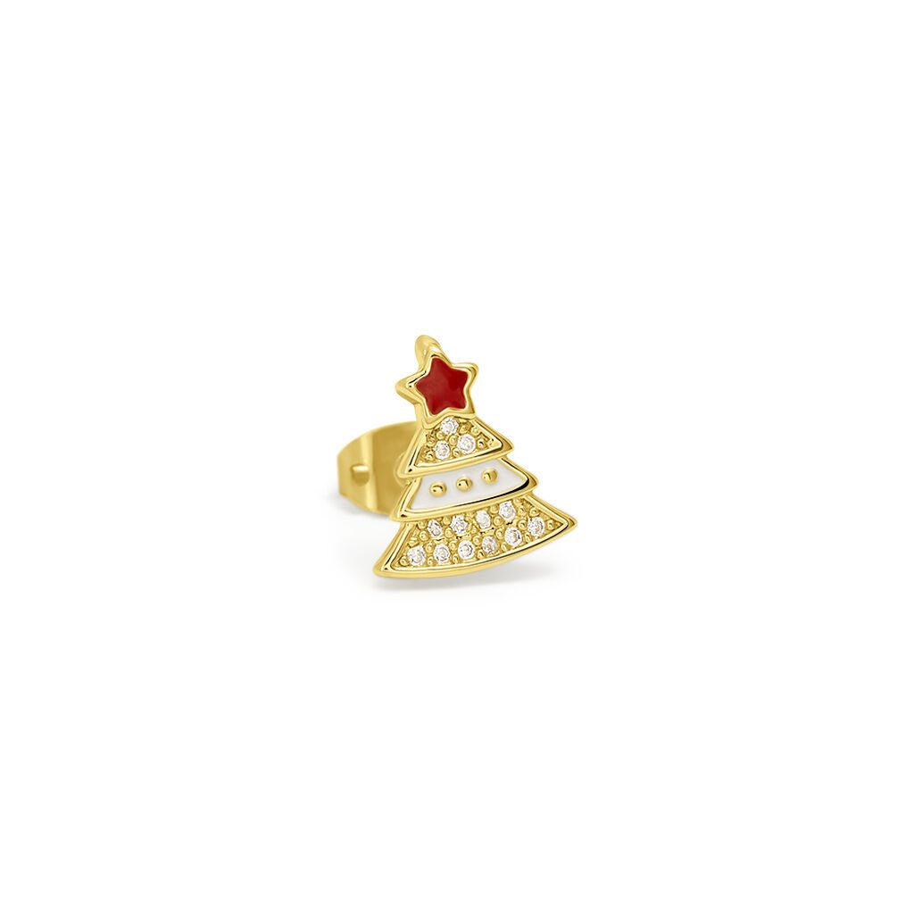 Mono Orecchino Lobo Christmas Collection Ottone Dorato Cristallo - Mono Orecchino Donna | Stroili
