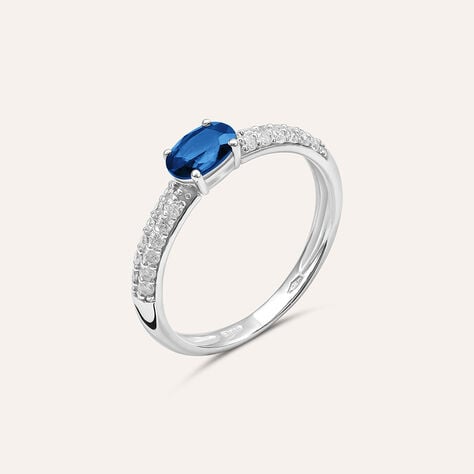 Anello Solitario Charlotte Oro Bianco Zaffiro Diamante - Anelli Donna | Stroili