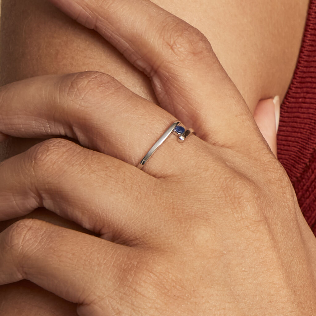 Anello Solitario Charlotte Oro Bianco Zaffiro