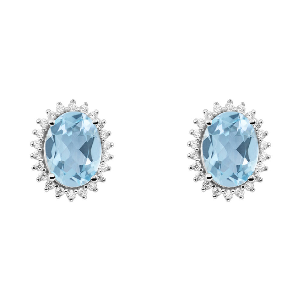 Orecchini Lobo Am lie Oro Bianco Topazio Cubic Zirconia 1413275
