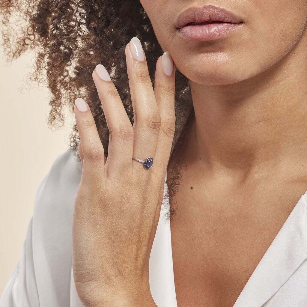 Anello Charlotte Oro Bianco Zaffiro Diamante - Anelli con Pietre Donna | Stroili