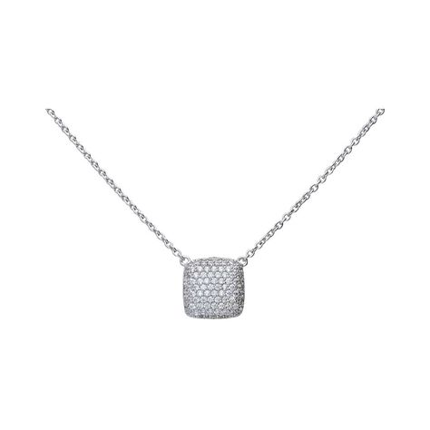 Girocollo in argento con pendente quadrato con pav√© di zirconi - Collane Donna | Stroili