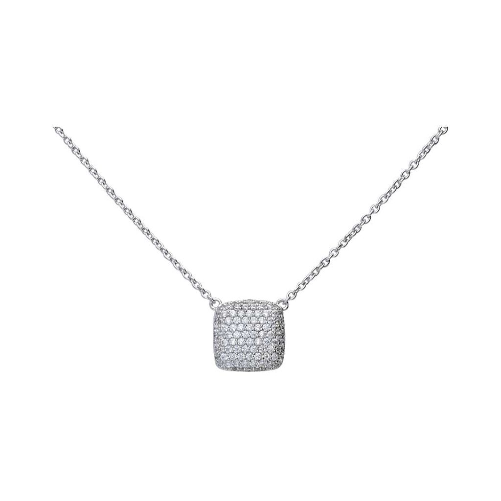 Girocollo in argento con pendente quadrato con pav√© di zirconi - Collane Donna | Stroili